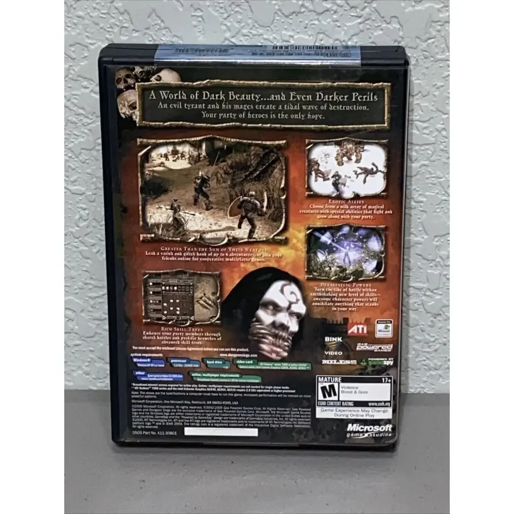 Dungeon Siege II 2 Microsoft PC CD ROM Games 2005 4 Disc Set With Box NO Manual